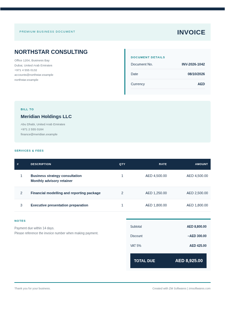 Corporate Elite invoice design preview