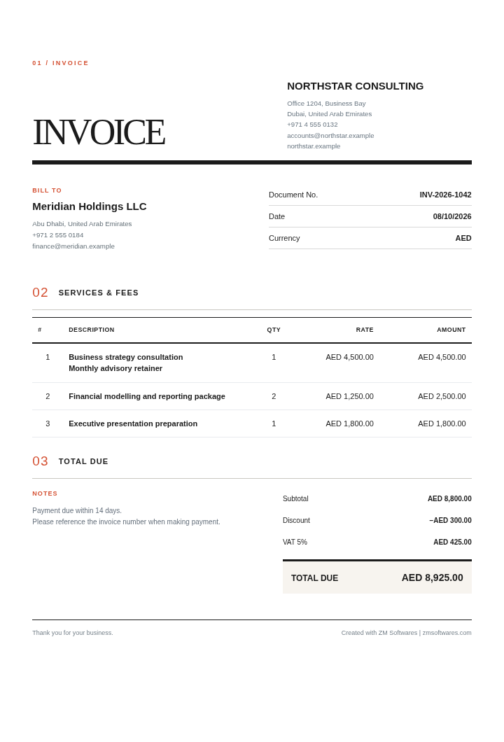 Studio Editorial invoice design preview